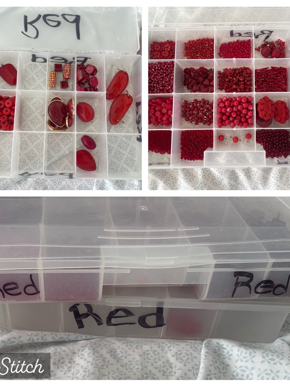 Two Containers of Red Beads